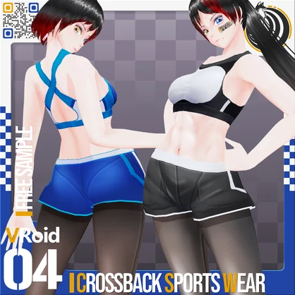 [XWear対応] VRoid用 多色展開 クロスバックセパレートスポーツウェア - Crossback Separate Sportswear