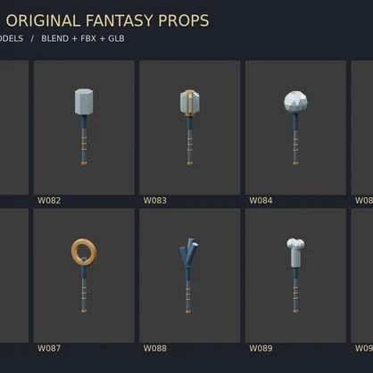 【3Dモデル素材】武器コレクション WS09・節付き棍棒ほか10種｜単品・10点セット