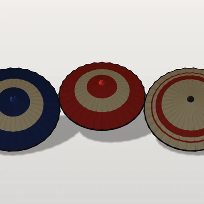 【VRChat想定】手持ちの和傘 三種｜蛇の目（朱・紺）と番傘｜右手用と左手用の小道具【Modular Avatar 設定済みPrefab / unitypackage・FBX】