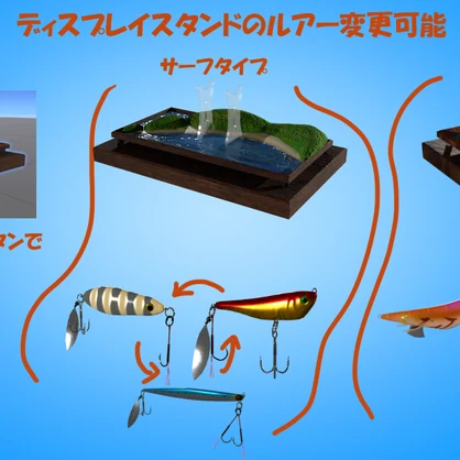 3Dモデル：ルアー6点(ジグ・エギ)&ディスプレイスタンド２点セット