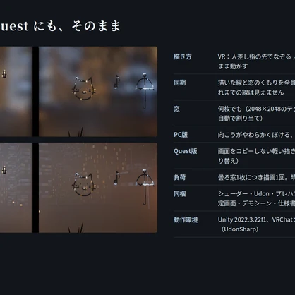 【VRChatワールド用ギミック】くもり窓 ― 曇った窓に、指でお絵かき【PC・Quest対応】