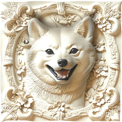 トリックアートオブジェクト　柴犬のレリーフ
