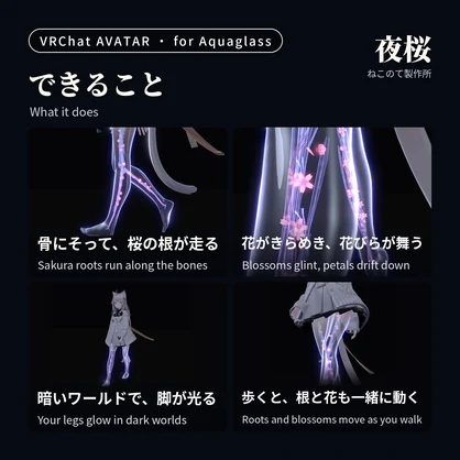 脚の中に咲く光る桜「夜桜」Yozakura Leg【Aquaglass用／しなの対応／PC対応・Modular Avatar】