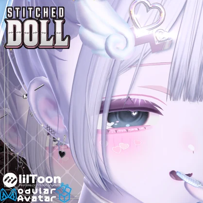 【VRC想定/22アバター対応/MA対応】🎀Stitched Doll_Earring🎀