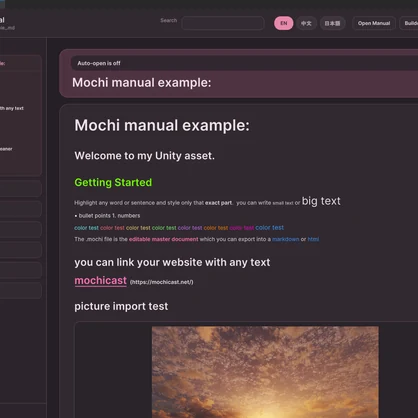 Documentation creator and Markdown reader for Unity
