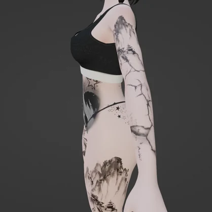 Bad Girl Anime Body Tattoo