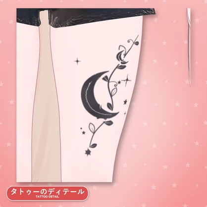 月夜の庭タトゥー【16アバター対応】4デザイン×4部位・発光版付き Moonlit Garden Tattoo [VRChat/MA対応/メニュー切替]