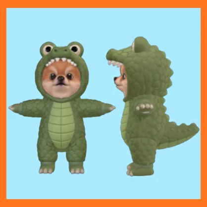 【オリジナル3DモデルOriginal 3D Model】ワニの着ぐるみのチワワ