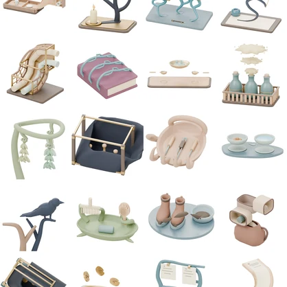 ファンタジー風の部屋100種類｜BLEND・GLB・FBX・Unity Prefab