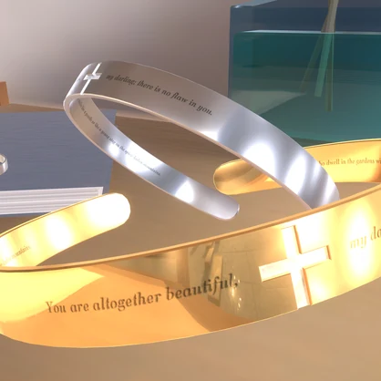【Free/3D】 バングル/뱅글/ Silver Bangle with bible scriptures (song of songs) [couple item with jesus]