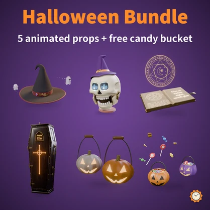 Halloween Bundle - 5 Animated Props + Free Candy Bucket | VRChat