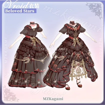【VRoid】愛しの星々 · 花嫁ロリータドレス / Beloved Stars · Bridal Lolita Dress (2 colors)(XWear付)