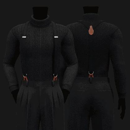 Men's [Autumn] Cozy Sweater & Vintage Suspenders Outfit | WOLVES STUDIO
