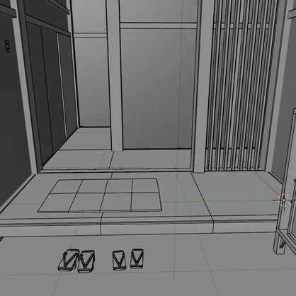 【昭和レトロ】玄関＋８畳間(FBX / Blender)