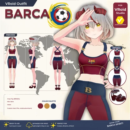 【VRoid正式版】Barca Casual Dress SetVRoid Studio Outfit | Customitem| Sporty Outfit| Barca Set Outfit|Vtuber Outfit | Virtual Fashion| Virtual Youtuber| Sport Outfit