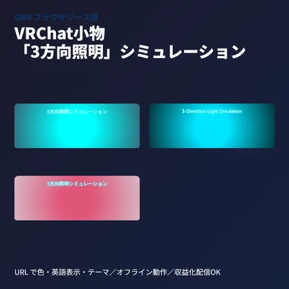 VRChat小物｜素材確認用「3方向照明」シミュレーション枠(OBS)