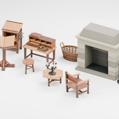 中世洋風の部屋100種類｜BLEND・GLB・FBX・Unity Prefab