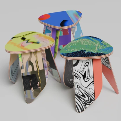3DCG【DECK_STOOL】3colors