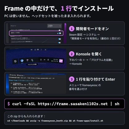 【Steam Frame】視線とまぶたを VRChat に送る「frameeyeosc」（アイトラッキング OSC）