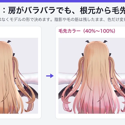 【VRChat】グラデーション＆部分カラー Gradient Colorizer（毛先カラー・インナーカラー・すそグラデをテクスチャに）