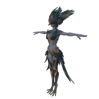 【ギミック付き】オリジナル人外3Dモデル「鳥妖人（ノクティリア）」/VRChat想定