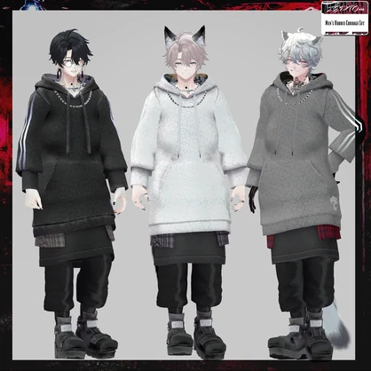 【VRChat】Men's Hoodie Cordage Set/ZEPTO002【5Avatar対応/PB+CO/MA設定済】