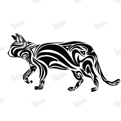 不思議な猫のトライバル・タトゥー風マーク- png/ai