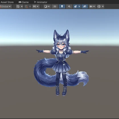 【星と月】星月夜ケモミミ少女 3Dアバター リギング済み【VRChat・VRM対応】