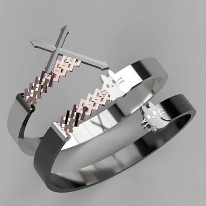 [VRCHAT] Cross Black&White Cat Ring / 십자가 검은&흰 고양이 반지 / 十字架黒&白猫の指輪
