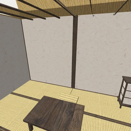 【VRChat想定｜ホーム素体】秋の離れ 一棟｜茅葺きの六畳・縁側・ススキの坪庭・板塀｜マテリアル5【unitypackage / FBX・OBJ】