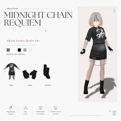 Midnight Chain Requiem – VRoid Studio向けダークストリートファッションセット