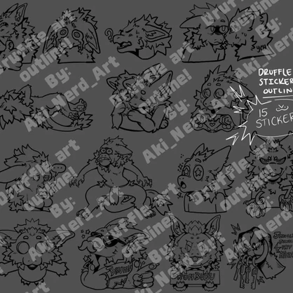 Druffle Stickers Outline/Base/sticker artwork!