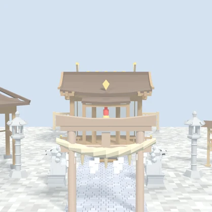 【低ポリ】神社セット 全12点 VRChatワールド向け｜本殿・拝殿・手水舎・和風｜VRChat・Unity対応(FBX/glb)
