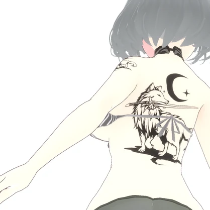 月のフェンリル - 月夜の剣と狼のタトゥー - VRoidテクスチャ高解像度png or ベクター