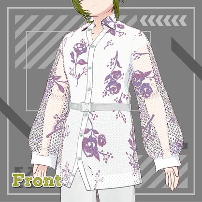 【Vroid正式版】フラワーメッシュシャツ【無料版】