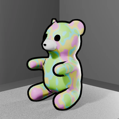 【無料】マーブルベア(クッション付き)｜Blender / Unity 対応