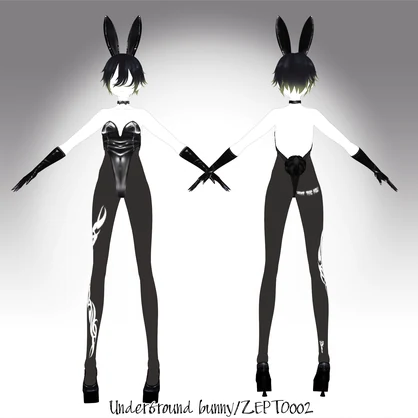 【VRoid texture】UnderGround bunny/BLACK＆Red/ZEPTO002