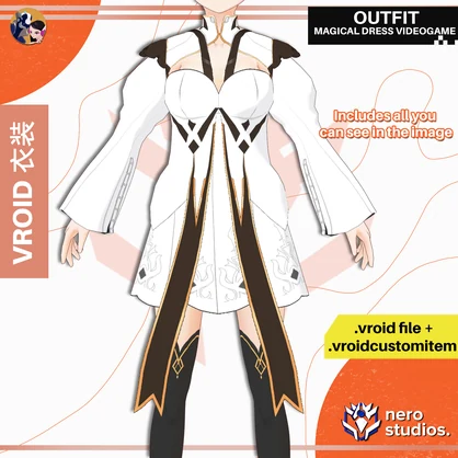【VRoid 衣装】 ファンタジー魔法ドレス｜RPG風プリーステス衣装 【VRoid用】 | MAGICAL FANTASY DRESS VIDEOGAME INSPIRED | VROID OUTFIT