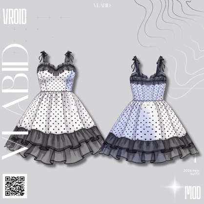 【VRoid正式版】Polka Charm Set【Customitem Outfit】 【Polka Dress】