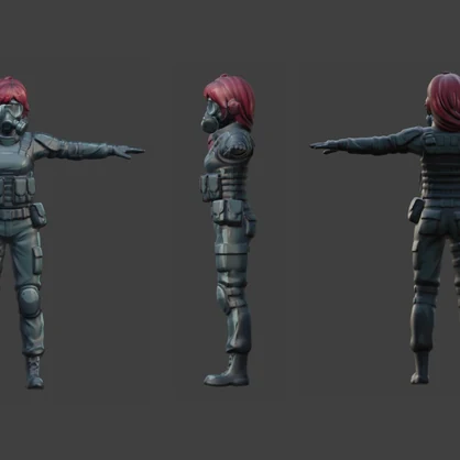 【３D】ガスマスク隊員　アニメ調　VRM＋FBX同封