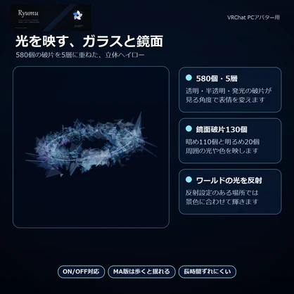 【MA対応・12色】Glass Shard Halo｜鏡面ガラス破片ヘイロー【VRChat PC】Ver1.0.0