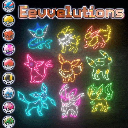 PokemonEeveea Evolutions ⌞ Neon Signs ⌝ Eeweeelutions