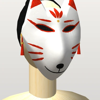 【VRChat想定】狐のお面 三色（白・黒・朱）｜Head 装飾品・顔用と斜め掛け｜和風・祭り・縁日【Modular Avatar 設定済みPrefab / unitypackage・FBX】