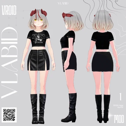 【VRoid正式版】Gothic Princess Set|Daily Set VRoid Studio Outfit | Customitem| Edgy Outfit| Chic Set Outfit|Vtuber Outfit | Virtual Fashion| Virtual Youtuber| Punk Outfit