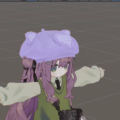 ラベンダーねこベレー　【VRChat想定】【４アバター対応】