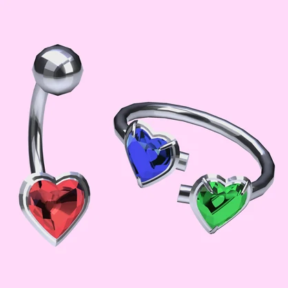 【無料/Free】ハートのへそピアス＆ハートの指輪