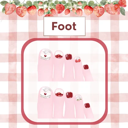 【Simple Gel Nail Texture】🍓Strawberry Tea Party - 苺のお茶会ネイル