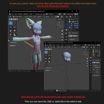 How to Send Part of an Avatar to an Artist for Mesh Edits