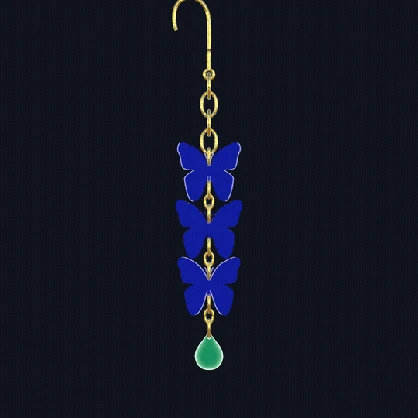 Crystal Butterfly Trio Earrings / 蝶3連クリスタルイヤリング【VRChat・PhysBone・Modular Avatar対応】