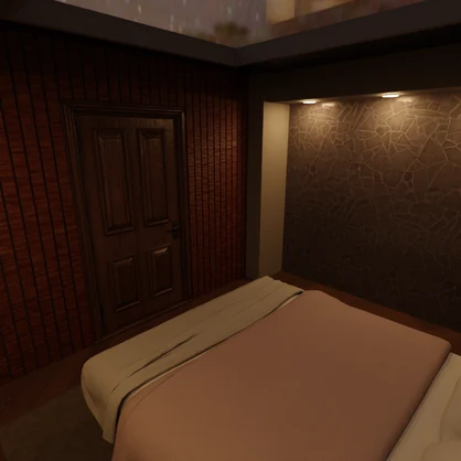 【Blender】夜空の見えるベッドルーム　A bedroom with a view of the night sky